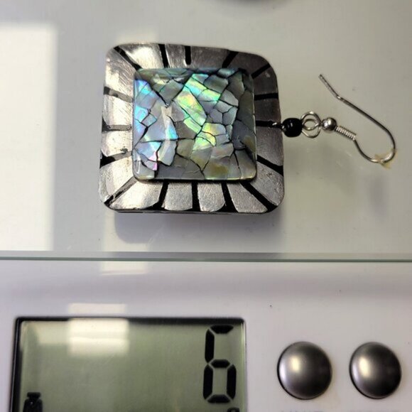 Abalone Style Square Earrings - Picture 10 of 10